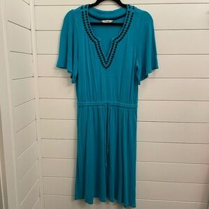Boden Women’s Drawstring Dress Blue Short Sleeve Size 4L